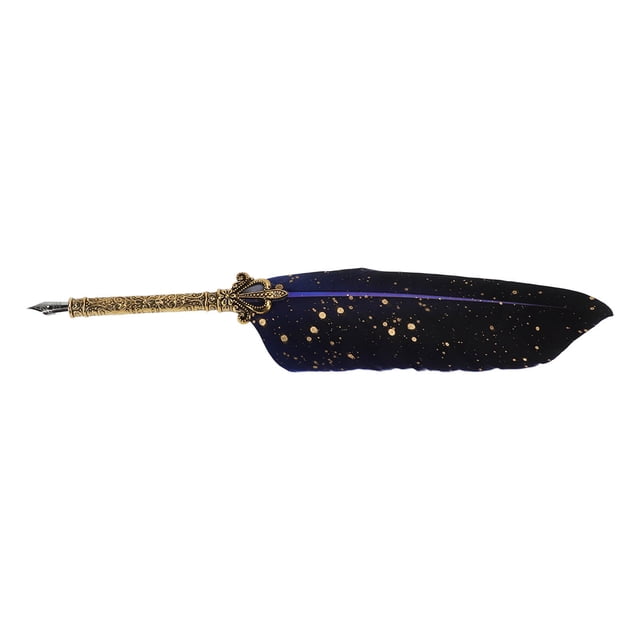 Quill Pen Set, Multiple Replacement Nibs Feather Pen Smoothing Writing Retro Elegant For Home For Office For School Blue