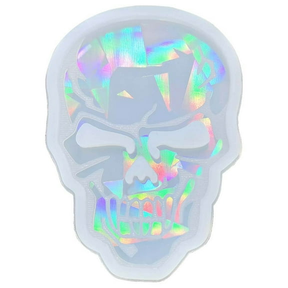 Hukai Skull Shaped Mold Handmade Earring Pendant Silicone Mold DIY Holographic Resin Mold for DIY Keychain Jewelry Pendant