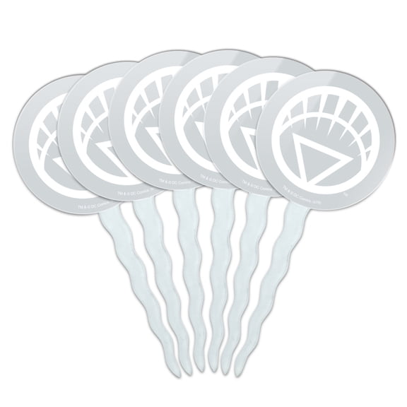 Green Lantern Blackest Night White Lantern Logo Cupcake Picks Toppers Decoration Set of 6