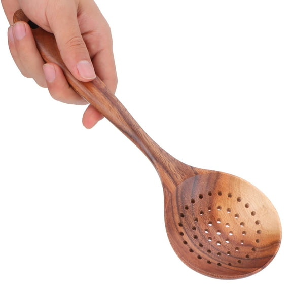 Wooden Colander Ladle Skimmer Food Drain Strainer Scoop with Long Handle Scoop Dipping Kitchenware Handcrafted Cutlery Kitchen Tool