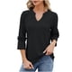 thumbnail image 2 of Fiudx Camisas para Mujer Blusa Casual de Verano para Mujer, Manga Corta, Cuello En V, Manga 3/4, Dobladillo Curvado, Blusa Suelta Tipo Túnica, 2 of 7
