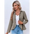 thumbnail image 5 of Elegant Women Blazer Business Work Office Peplum Hem Jacket Open Front Herringbone Coats, 5 of 6