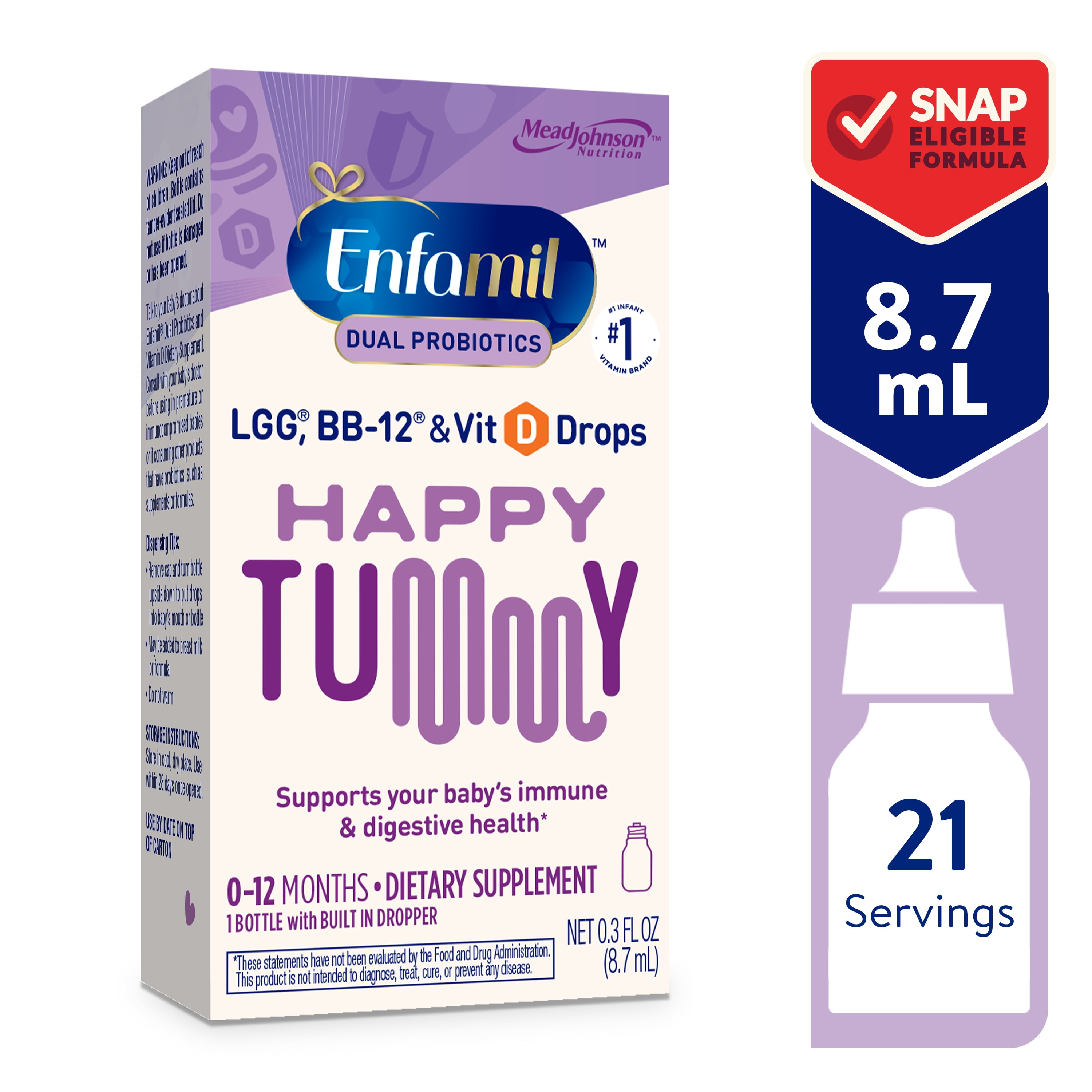 Enfamil Breastfed Infant Probiotics & Vitamin D Dual Probiotics, 8.7mL