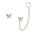 thumbnail image 3 of Butterfly Cuff Earrings Rhinestone Cuff Chain Earrings Ear Clips Stud Earrings, 3 of 10