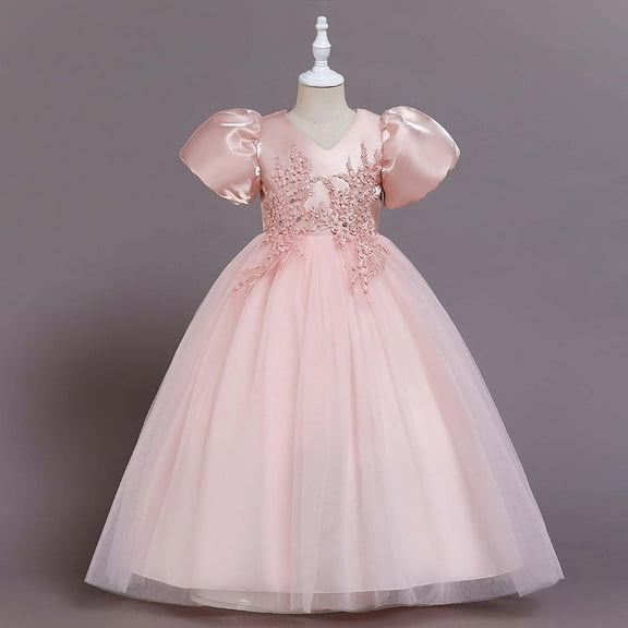 Wavsuf Flower Girls Dress Pink Princess Dress Size 11-12 Years