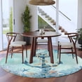 thumbnail image 4 of Summer Anchor Round Living Room Rugs 5 ft, Retro Teal Orange Ocean Corals Starfish Coastal Washable Area Rug with Non-Slip Sturdy Edge Binding Round Carpet for Entryway Kitchen Bedroom Bathroom, 4 of 9