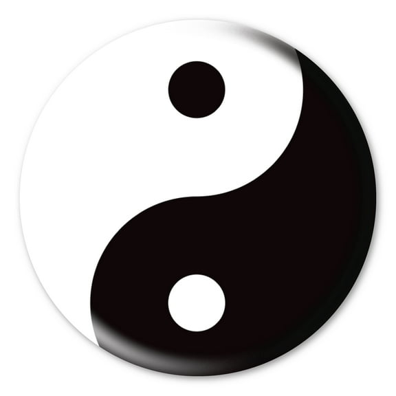 Yin and Yang Sign Circle Button with Pin Back