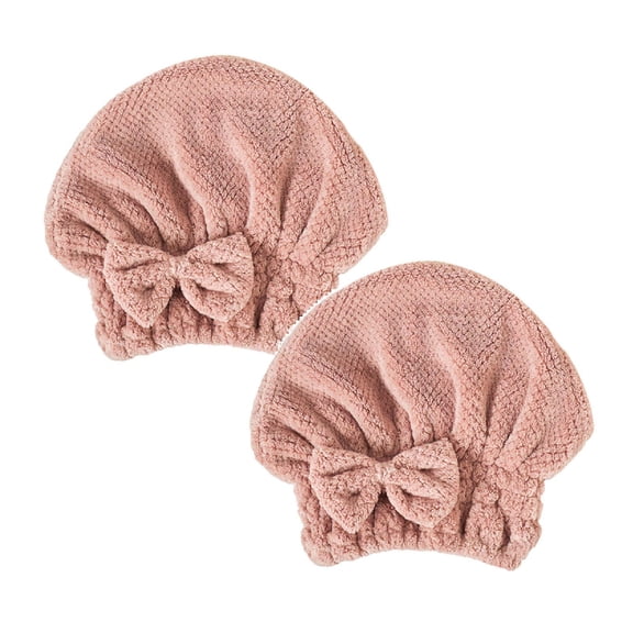 2 Pcs Microfiber Hair Drying Towels, Head Wrap with Bow-Knot Shower Cap Hair Turban hairWrap Bath Cap for Short or Curly Long & Wet Hair Gift