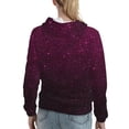 thumbnail image 7 of Uemuo Dark Purple Glitter Pattern Women's Hoodie with Eye-catching Drawstrings- Casual Pullover Hoodie with Kangaroo Pocket, Stylish Hooded Sweatshirt-Small, 7 of 7