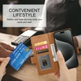thumbnail image 6 of PU Leather Case Compatible with iPhone 12/12 Pro, Classic Kickstand/Cover/Wallet/Flip Magnetic Protective Case with Card Slots & Horizontal Stand Phone Case for iPhone 12/12 Pro, Brown, 6 of 7