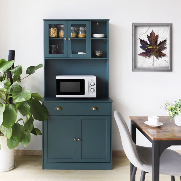 VEIKOUS 72'' Kitchen Pantry Storage Hutch with Microwave Stand