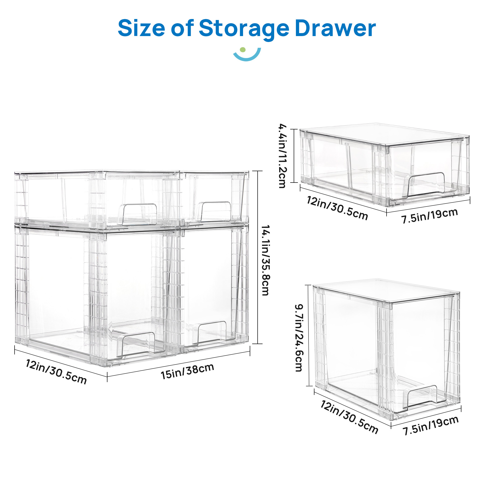 Sindcom 4-Pack Clear Stackable Storage Drawers photo 4