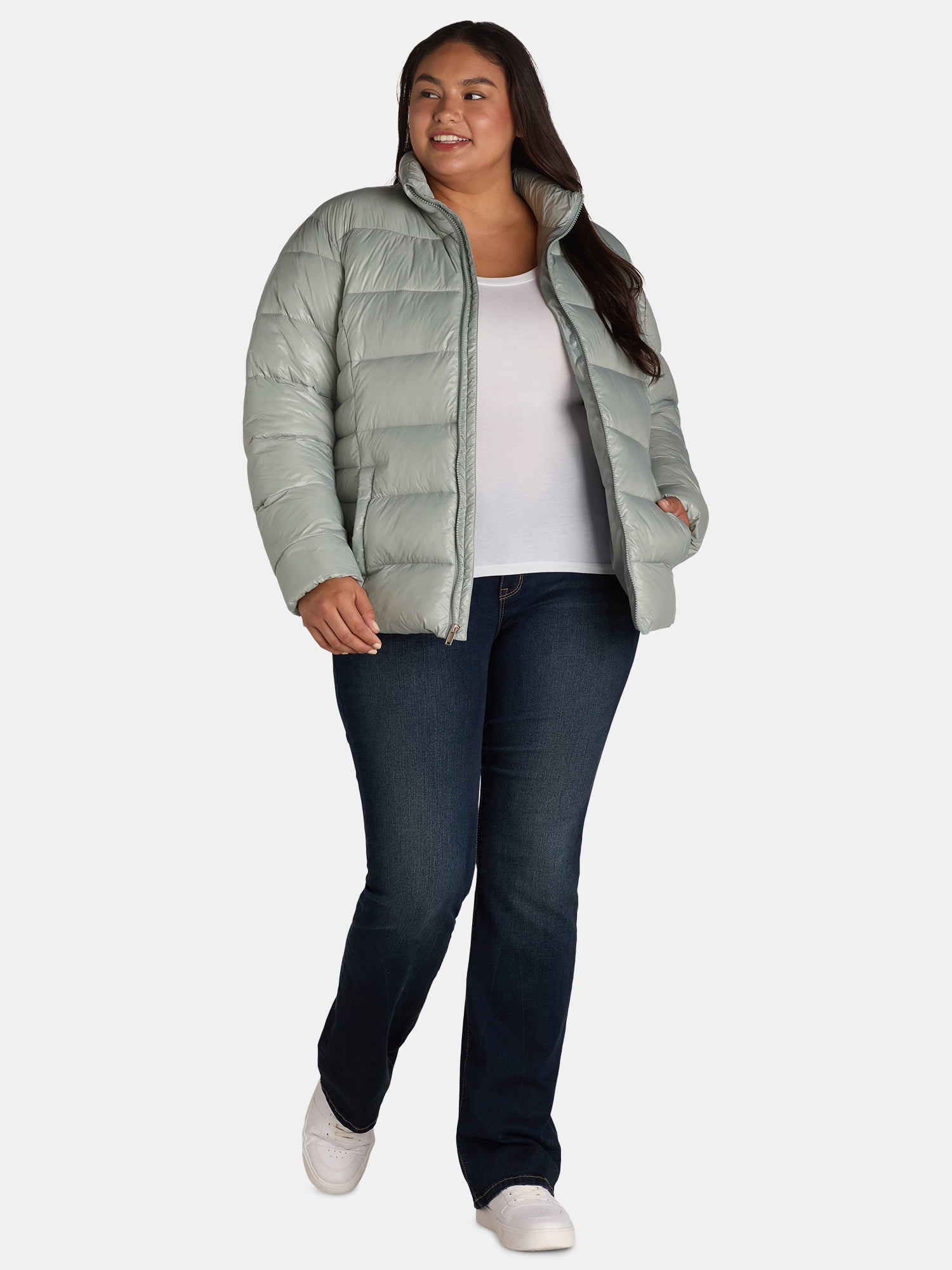 Time and Tru Women's and Women's Plus Puffer Jacket, Sizes XS-3X