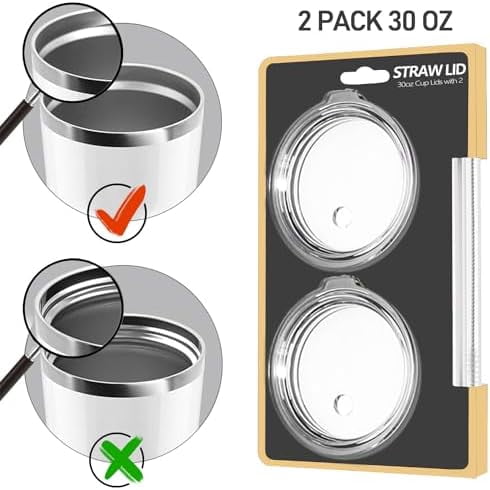 Jointown Straw Lids for YETI Rambler 26 oz Cup 30 oz Tumbler, 35 oz Straw Mug,2 Pcs 30 oz Tumbler Lids for Yeti Tumbler, Spill Proof Covers