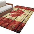 thumbnail image 2 of Red Maple Leaf Washable Area Rug 4 x 6 ft Vintage Wood Grain Striped Canadian Flag, Soft Non Slip Rugs Stain Repellent Indoor Felt Carpet for Living Dining Room Bedroom Home Office, 2 of 9
