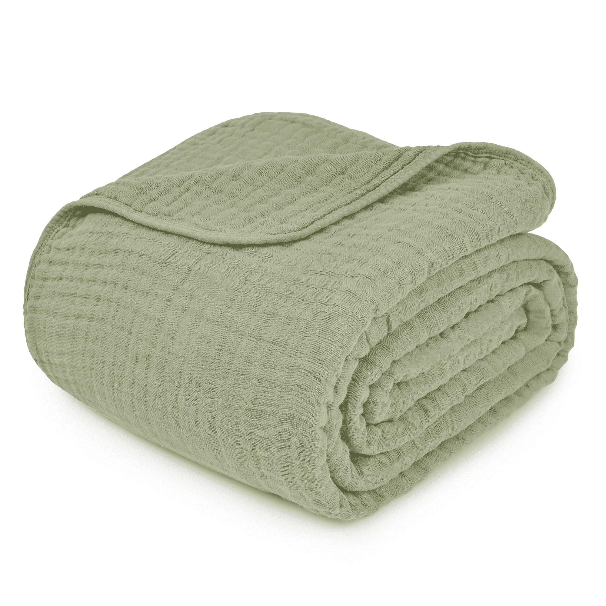 Comfy Cubs Muslin Blanket, Large Size 50” x 60”, 6 Layer Cooling Cotton Softness (Sage, Throw)