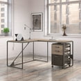 thumbnail image 2 of Bush Furniture Refinery 50" L Shaped Industrial Writing Desk with File Cabinet, 2 of 7