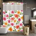 thumbnail image 5 of Spring Pink Orange Red Floral No Hooks Shower Curtain with Snap-in Liner Watercolor Flower Vintage Shower Curtains for Bathroom, Waterproof, Easy Install, Washable 72"x84", 5 of 9