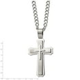 thumbnail image 3 of Diamond2Deal Stainless Steel Brushed and Polished Large Cross Pendant on a Curb Chain Necklace for Men 24", 3 of 5