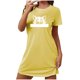 thumbnail image 2 of Camisón corto de talla grande para mujer, camisón de manga corta con estampado de pecho a la moda, camisón para mujer, 2 of 5