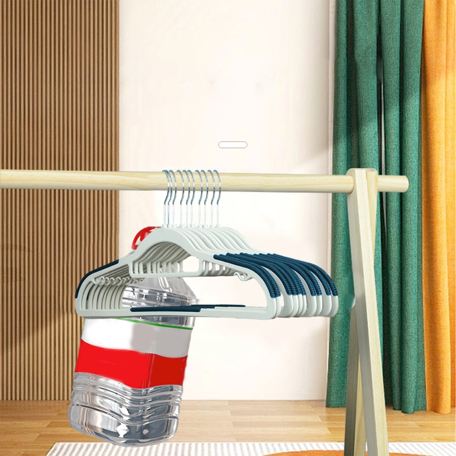 Slhenay 10 PCS Plastic Hangers Space Saving Non Slip Hooks Hangers Tubular Clothes Hangers Standard Size Ideal for Everyday Use on Shirts, Coats, Pants, Dress, Skirts, Camisoles