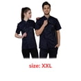 thumbnail image 3 of Camisas de manga corta de verano de algodón chef para hombres Chaqueta de chef delantal Botones Sweat Bands for Grill Restaurant Bar Shop Cafes Blue XXL seitruly HA012099-14, 3 of 7