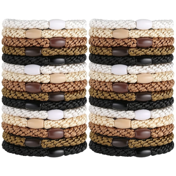 CCOCC Hair Ties for Women Girls,30 Pcs Elastics Hair Bands Ponytail Holders for Thick Hair,No Damage No Crease Hair Elastics (Black/Brown/White/Beige/Coffee)