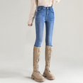 thumbnail image 2 of PEASKJP Womens Jeans Pants Ripped Straight Leg Jeans Mid Waist Vintage Jeans, Light Blue 30, 2 of 5