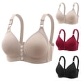 thumbnail image 3 of Npasoilc Plus Size Front Opening Bra for Women Wirefree Push Up Side Support Solid Color Comfortable Daily Underwear, 3 of 3