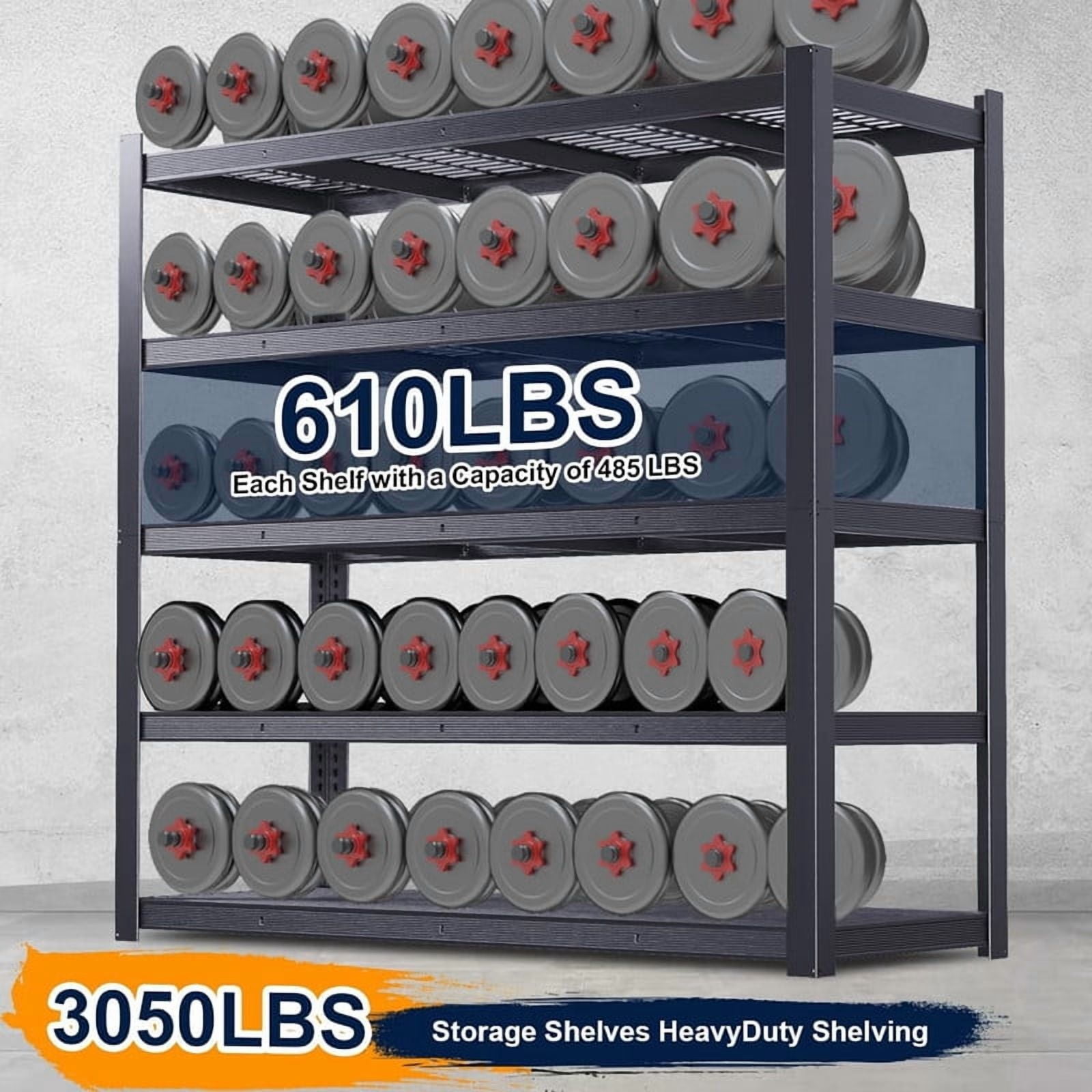 84''H Garage Shelving Unit, Black Storage Shelf, 5 Tiers Storage Kitchen Racks, Free Standing Heavy Duty Metal Adjustable Shelves