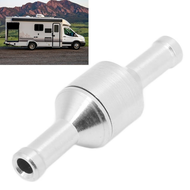 Aramox Fuel Hose Check Valve, 1 Way Nonreturn Check Valve Aluminium Alloy Silver For Water Oil Diesel Petrol Fuel Line