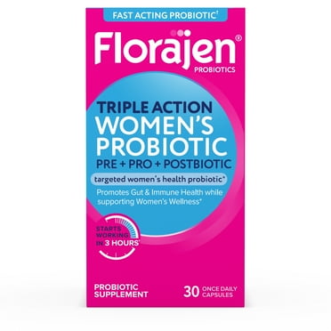 Florajen Triple Action Women's Probiotic, Adult Immune Support & Digestive Supplement, 30 Count