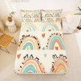 thumbnail image 4 of Manfei Boho Rainbow Bed Sheets, Doodle Heart Print Full Size Sheets, Cream, 4-Piece, 1 Flat Sheet, 1 Fitted Sheet and 2 Pillowcases, 4 of 6