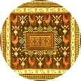 thumbnail image 1 of Ahgly Company Machine Washable Indoor Round Animal Yellow Traditional Area Rugs, 6' Round, 1 of 4