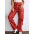 thumbnail image 5 of Asyoly Womens Solid High Waisted Cargo Pants Wide Leg Casual Pants Combat Military Trouser with 6 Pockets US 4-18, 5 of 6