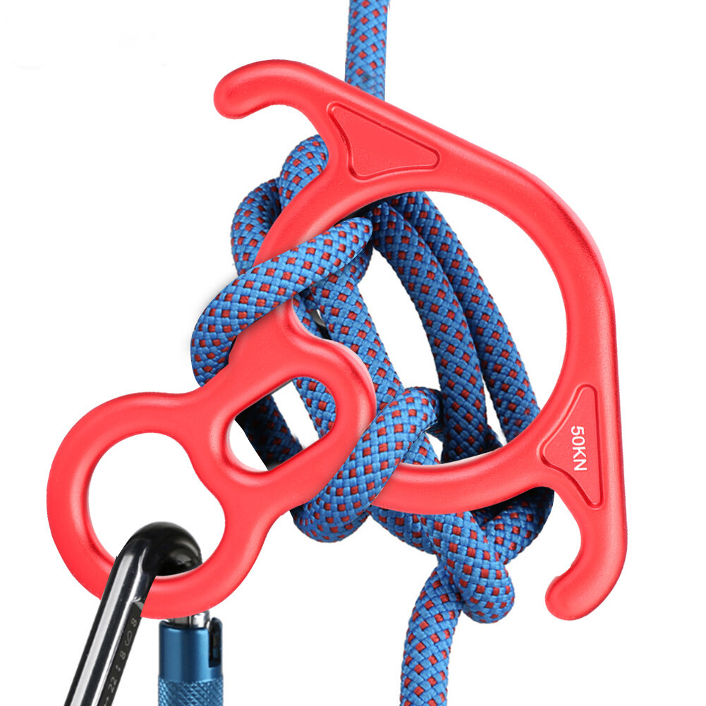 Descendeur En 8 (Figure 8) Pour Escalade Et Rappel - Alliage Aluminium - Résistance 35 KN - Pour Corde De 8-13 Mm - (Rouge)