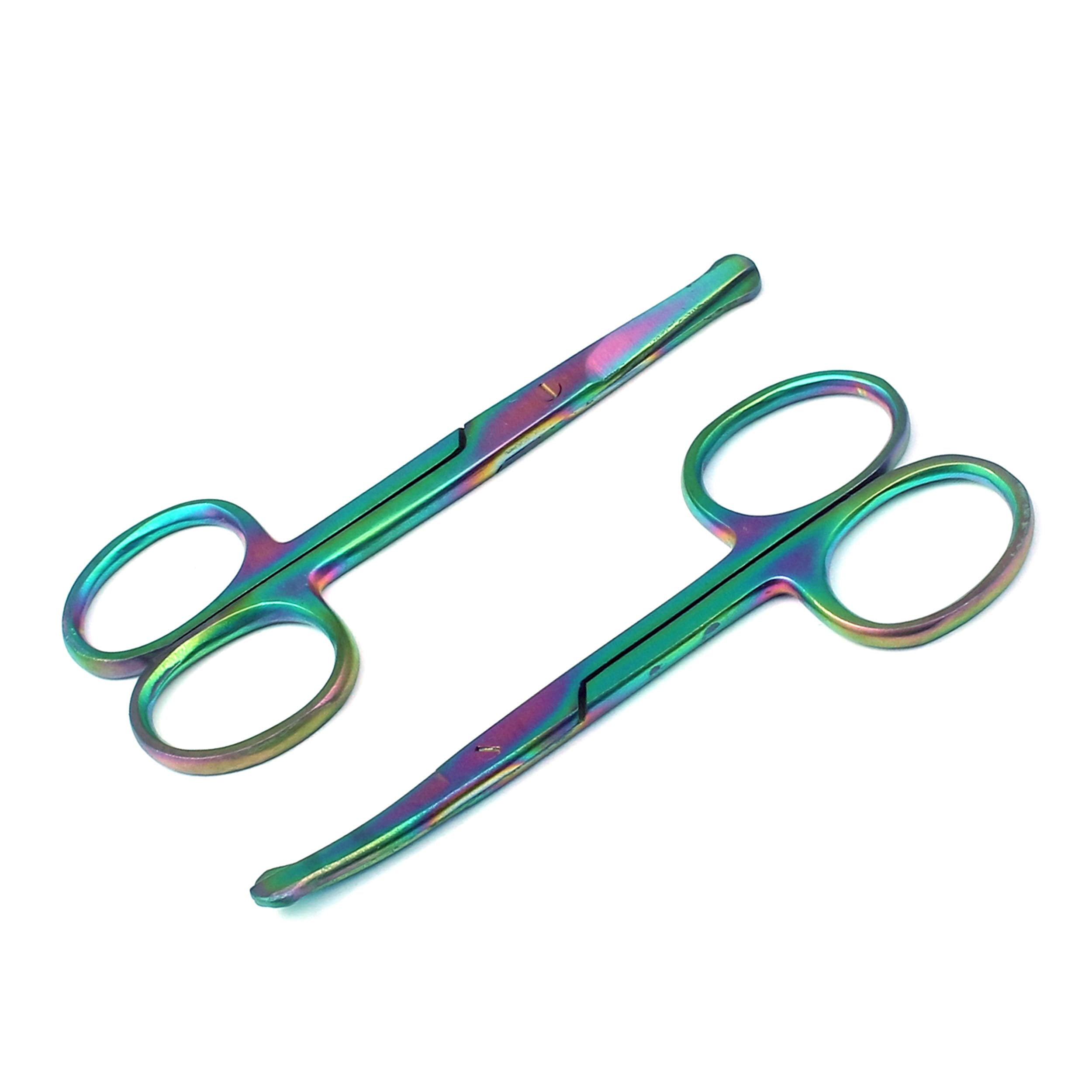 Set of 2 Pieces 3.5" Rainbow 'Nose Scissors Straight & Curved Mustache