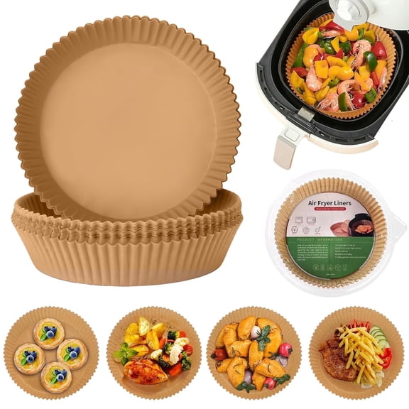 Air Fryer Paper Liners,Parchment Paper, Air Fryer Liners Disposable for Microwave, Non-Stick Air Fryer 50Pcs(6.3inch/1.8inch)