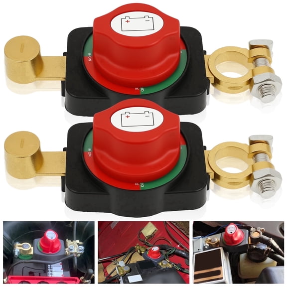 2Pcs Battery Disconnect Switch, 12V-48V Battery Kill Switch, Waterproof Power Cut Off Isolator for Car, RV, Boat, Truck