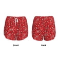 thumbnail image 3 of Balery Red Paisley Floral Pantalones cortos deportivos para mujer con forro y dos bolsillos, elásticos, para entrenamiento, gimnasio, yoga-Small, 3 of 7