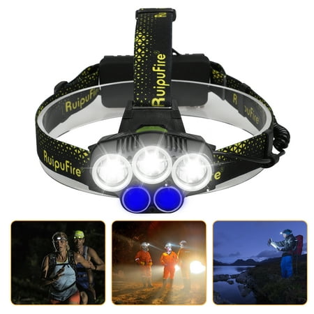 EEEkit  LC005 T6 LED Rechargeable Headlamp Aluminum Head Torch, LED Headlight, USB 18650 Head Lamp Tactical Flashlight for Outdoor Cycling Running + USB Cable, 5 Modes Light,