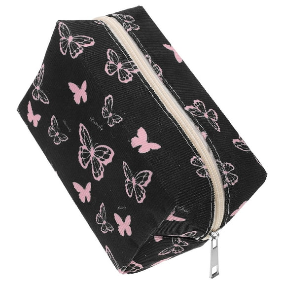 WRITWAA Black Makeup Bag with Zipper for Travel and Daily Use