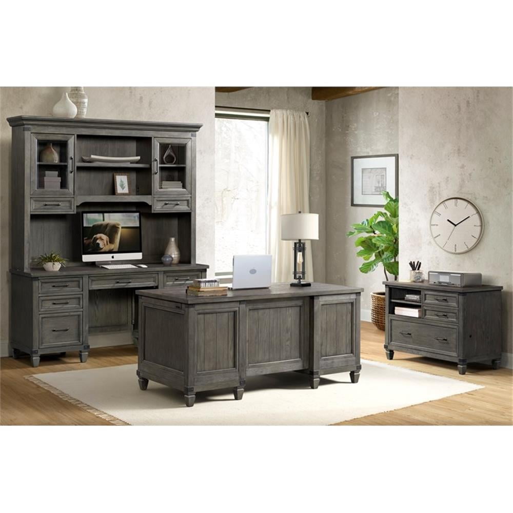 Intercon Furniture Foundry Home Office 42" Wood Lateral File Cabinet in Pewter