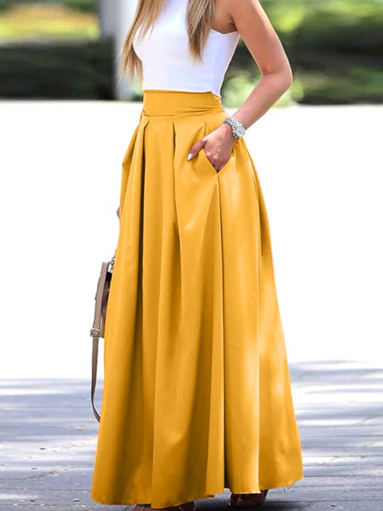 women's full length pleated skirt