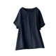 thumbnail image 1 of Blusas de Manga Corta para las Mujeres de Moda Color Sólido Cuello Redondo Blusas, Poliéster Verano Primavera, 1 of 4