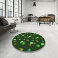 thumbnail image 4 of Ahgly Company Machine Washable Indoor Round Transitional Dark Forest Green Area Rugs, 5' Round, 4 of 7