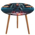 thumbnail image 1 of Cyborg-theme Fitted Round Tablecloths Elastic Edged Table Covers Waterproof Table Cloth for Kitchen Holiday Party Tables Decor 150cm, 1 of 6