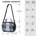 thumbnail image 3 of Plaids in Purple Black Green Insulated Lunch Bag Portable Cooler Bag Mommy Bag Large Capacity 6L, 3 of 9