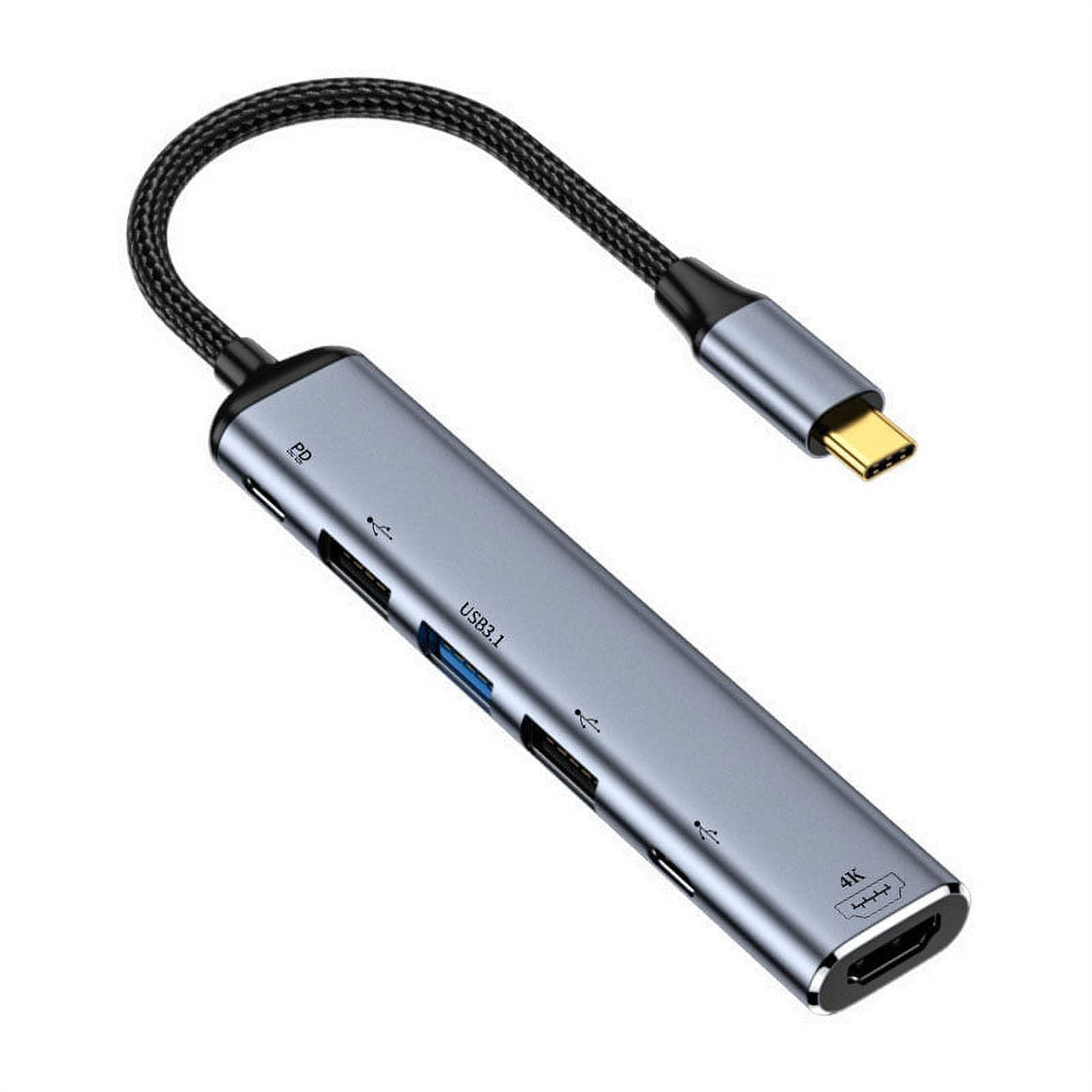 FVH USB-C Type C to HDMI 4K Dual USB 3.0 HUB Converter HDTV Multiport Adapter 60hz with Female 100W PD Power Port