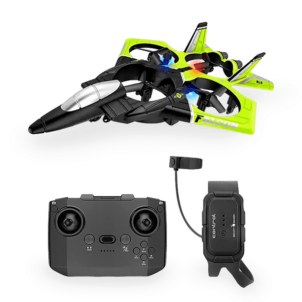 Juguete Avion Dron de Control Remoto y Control de Pulsera 2.4 Ghz verde Grande Walmart en linea